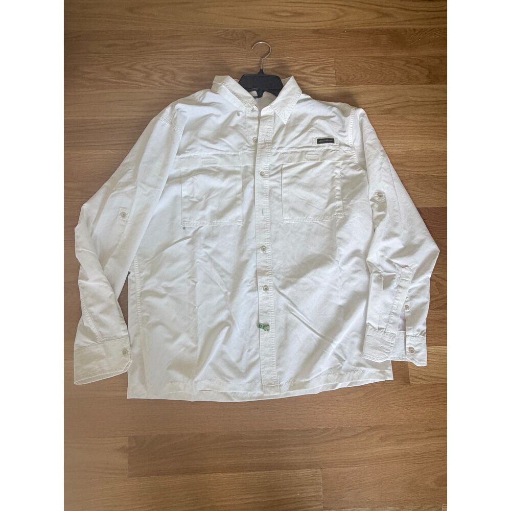 Eddie Bauer Men’s XL White Vented Fishing Shirt Long Sleeve Outdoor